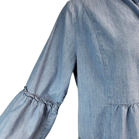 Peter Som Collective Size 14 Blue RTR Designer Tunic Dress Cotton Tiered Ruffles - Picture 13 of 16